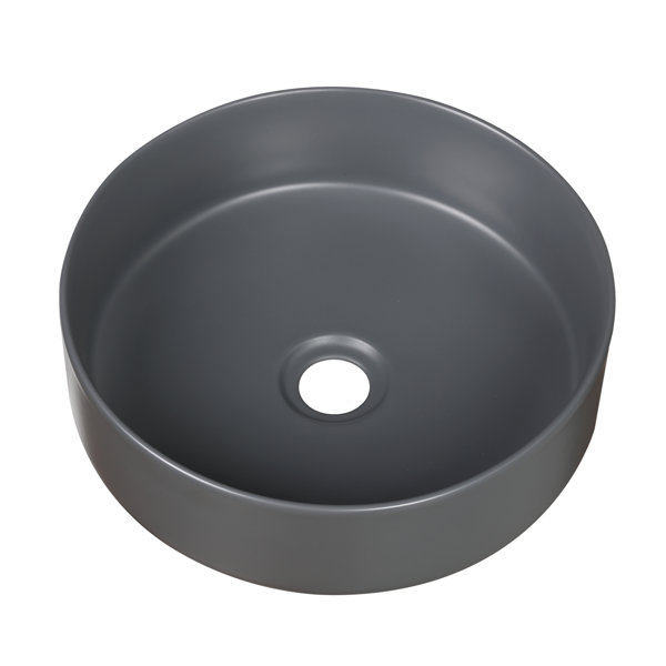 KSWIN 13.7'' Grey Ceramic Circular Vessel Bathroom Sink Wayfair Canada